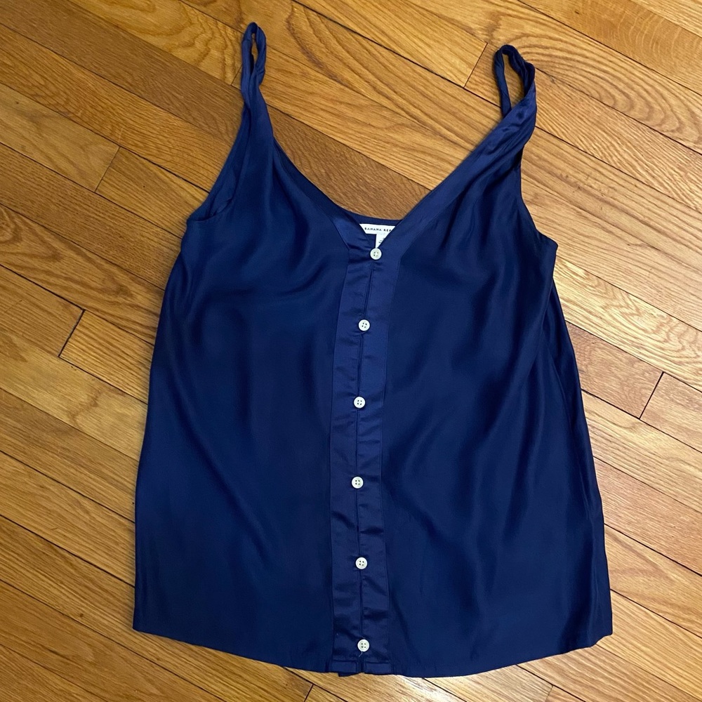 Banana Republic navy classic twisted strap tank top small silk